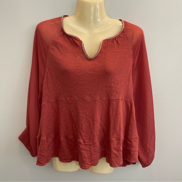 Akemi + Kin Anthropologie Top Fenn Dolman Blouse Peasant Shirt Embroidered M - Picture 2 of 12